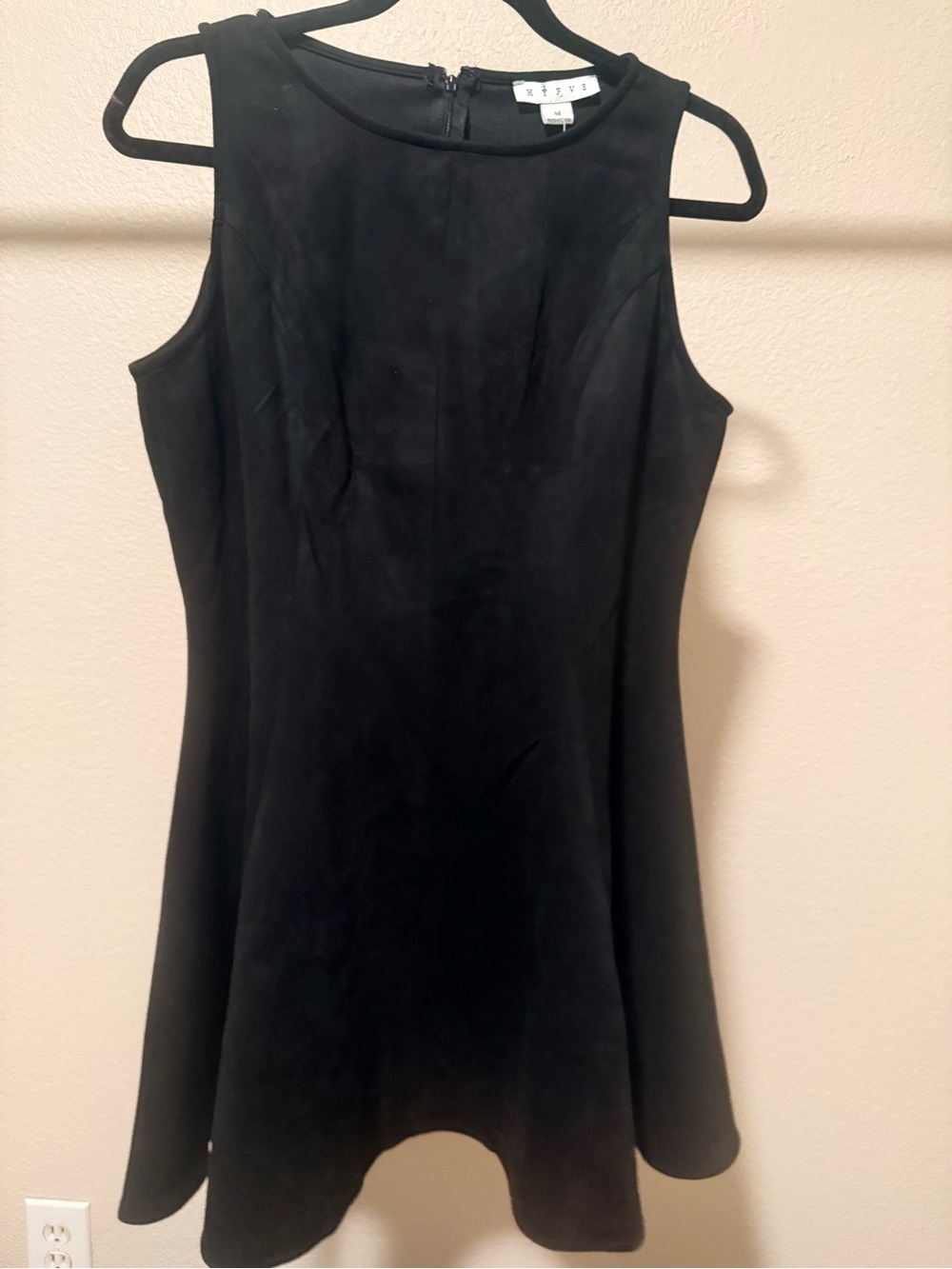 HYFVE Black Faux Suede Sleeveless Fit & Flare Dress Medium